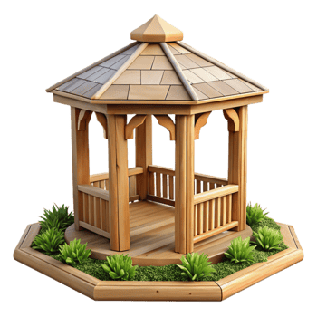 beautiful traditional Wooden Gazebo in Garden Transparent original png