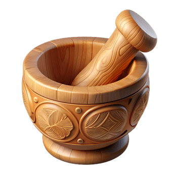 extraordinary classic Wooden Mortar and Pestle Carved Design Transparent Background authentic png