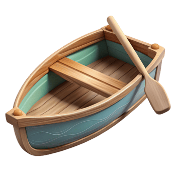 beautiful abstract Wooden Rowboat on Calm Lake Transparent Cutout detailed png