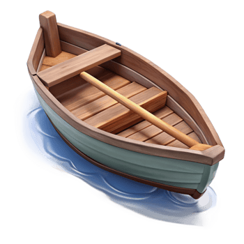 elegant artistic Wooden Rowboat on Calm Lake Transparent Cutout high resolution png