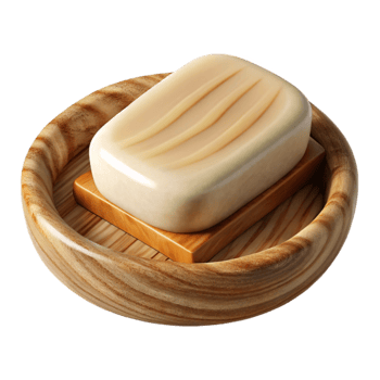 dramatic minimalist Wooden Soap Dish with Natural Soap Transparent genuine png
