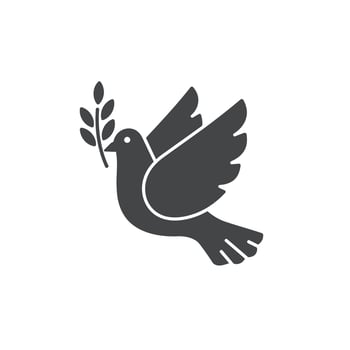 Dove with olive branch icon, illustration vector