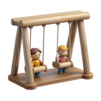 magnificent traditional Wooden Swing Set Transparent with Children genuine png