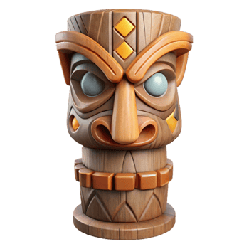 serene creative Wooden Totem Pole Carving Isolated original png
