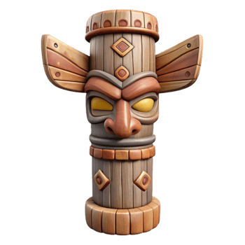 impressive rustic Wooden Totem Pole Isolated Element professional png