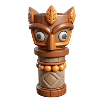 impressive traditional Wooden Totem Pole Isolated Element premium png