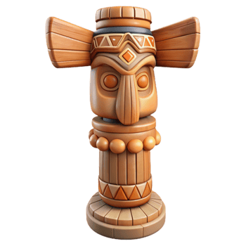 wonderful rustic Wooden Totem Pole Isolated Element detailed png