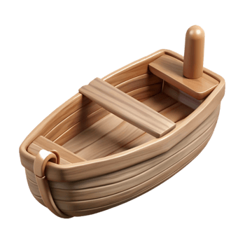 stunning traditional Wooden Toy Boat Isolated on Transparent Background professional png