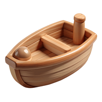dramatic abstract Wooden Toy Boat Isolated on Transparent Background png