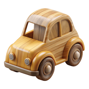 serene creative Wooden Toy Car Side View Transparent Background original png