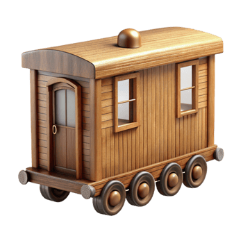 impressive contemporary Wooden Toy Train Caboose Side View Isolated Cutout detailed png