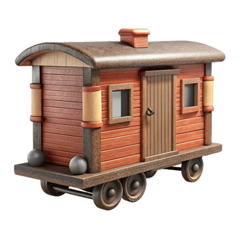 stunning rustic Wooden Toy Train Caboose Side View Isolated Cutout premium png