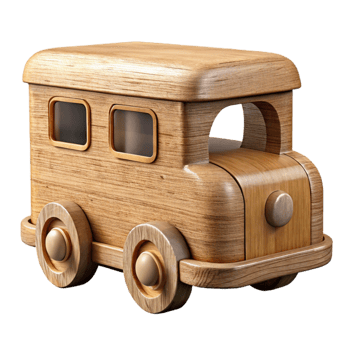 elegant artistic Wooden Toy Train Car Side View Transparent Background detailed png
