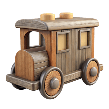 extraordinary contemporary Wooden Toy Train Car Side View Transparent Background authentic png