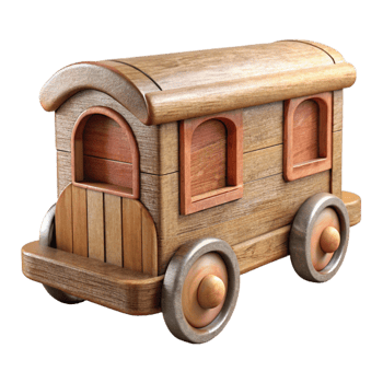 vibrant abstract Wooden Toy Train Car Side View Transparent Background professional png