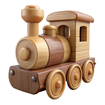 vibrant abstract Wooden Toy Train Classic Design Cutout Element premium png