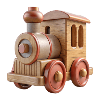 wonderful modern Wooden Toy Train Engine Front View Transparent Background authentic png