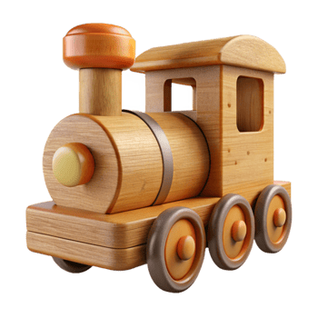 dramatic traditional Wooden Toy Train Isolated Element png