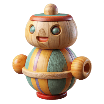 magnificent abstract Wooden Toy with Painted Details Isolated premium png