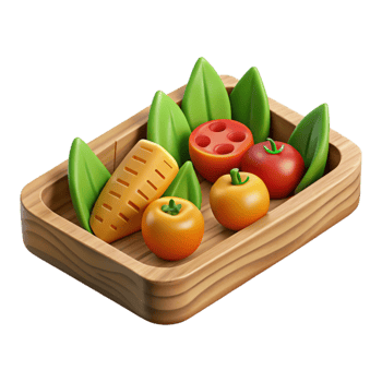 beautiful vintage Wooden Tray with Fresh Fruits Cutout exclusive png