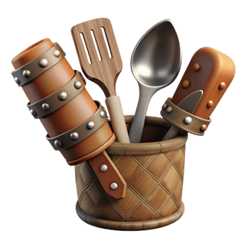serene creative Wooden Utensil Set with Cloth Pouch Cutout high quality png