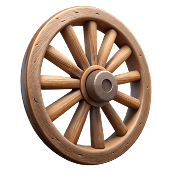 dramatic creative Wooden Wagon Wheel Isolated on Transparent Background detailed png