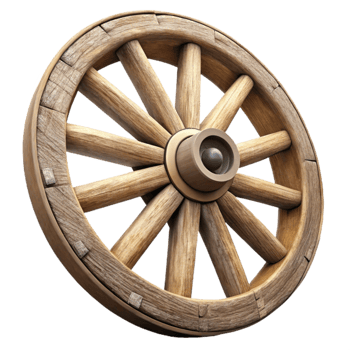 magnificent vintage Wooden Wagon Wheel Isolated on Transparent Background premium png