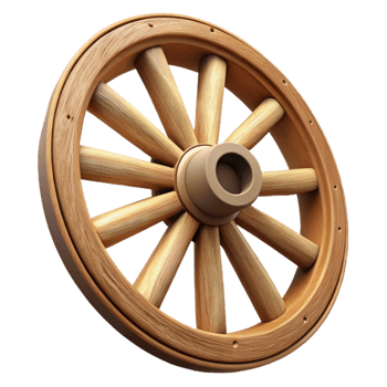 beautiful vintage Wooden Wagon Wheel with Spokes Cutout on Transparent Background high quality png