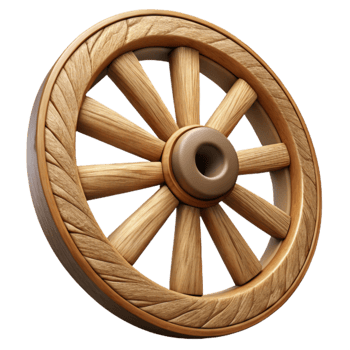 magnificent minimalist Wooden Wagon Wheel with Spokes Cutout on Transparent Background detailed png