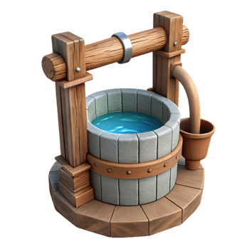vibrant creative Wooden Water Trough Spout Isolated with Worn Texture detailed png