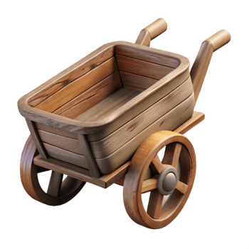 dramatic traditional Wooden Wheelbarrow Isolated Element professional png