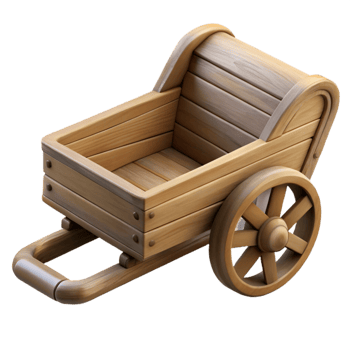 dramatic contemporary Wooden Wheelbarrow Isolated Element png