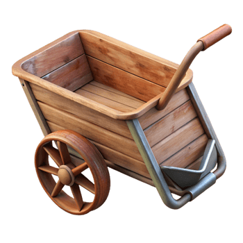 vibrant contemporary Wooden Wheelbarrow Isolated Element professional png