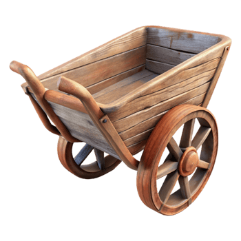 wonderful minimalist Wooden Wheelbarrow Isolated Element png