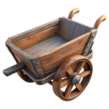 elegant abstract Wooden Wheelbarrow Isolated Element exclusive png