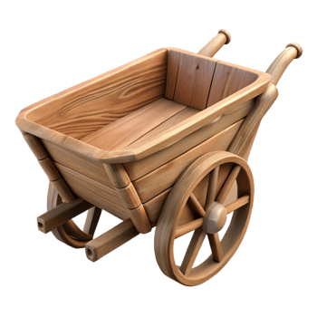 stunning rustic Wooden Wheelbarrow Side Angle Cutout professional png