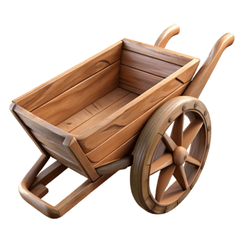 wonderful artistic Wooden Wheelbarrow Side Angle Cutout high resolution png