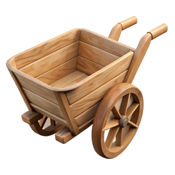 wonderful contemporary Wooden Wheelbarrow Side View Transparent Background premium png
