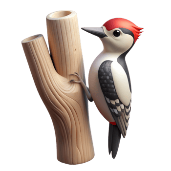 impressive minimalist Woodpecker Pecking at Tree Transparent Background professional png
