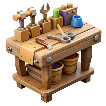 wonderful classic Work Bench Wooden with Tools Isolated premium png