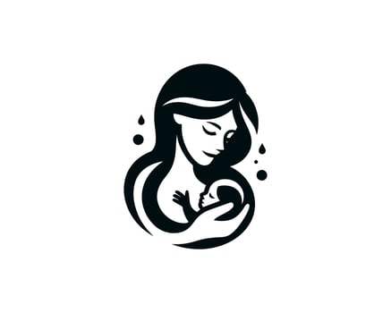 A mother holding her baby logo design vector