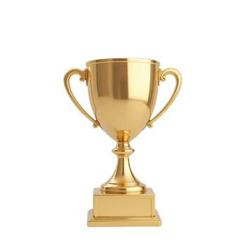 A Gold Trophy Stands on a Square Base png