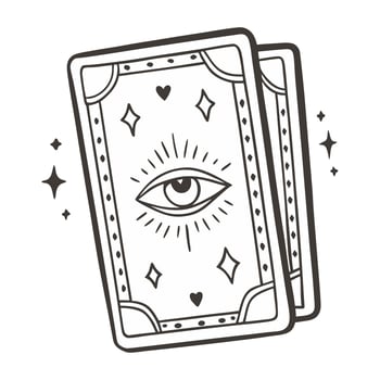 Mystical Tarot Cards with Eye Symbol and Stars Illustration vector