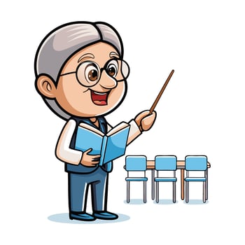Teacher pointing with book vector