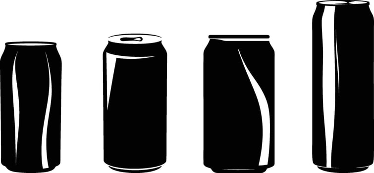Variety of Soda and Beverage Cans Icons Set vector