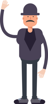 Old Man Character Raising One Hand png