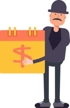 Old Man Character and Payment Date Calendar png