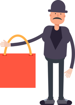 Old Man Character Holding Shopping Bag png