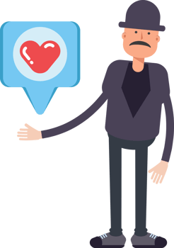 Old Man Character and Heart Message png