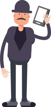 Old Man Character Talking on Smartphone png